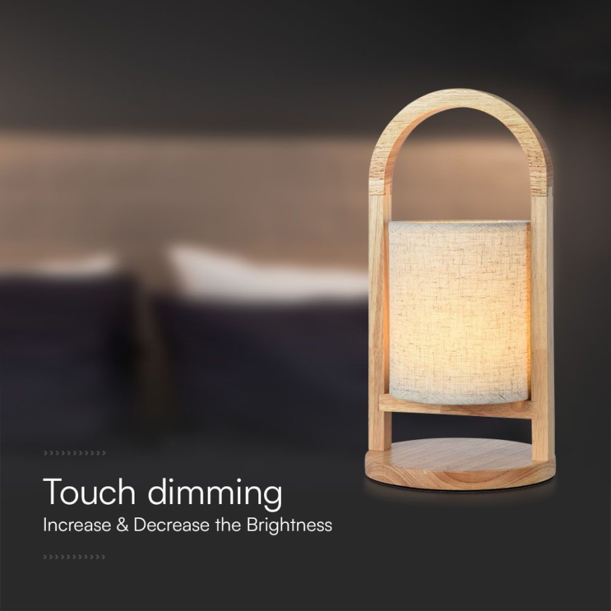 Genopladelig LED bordlampe m. touch-funktion dæmpbar LED/1,5W/5V 3000K 1800 mAh beige