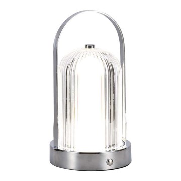Genopladelig LED bordlampe m. touch-funktion dæmpbar LED/1W/5V 3000-6000K 1800 mAh mat krom