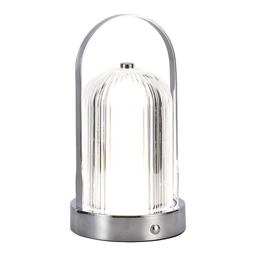 Genopladelig LED bordlampe m. touch-funktion dæmpbar LED/1W/5V 3000-6000K 1800 mAh mat krom