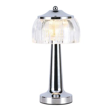 Genopladelig LED bordlampe m. touch-funktion dæmpbar LED/1W/5V 3000-6000K 1800 mAh skinnende krom