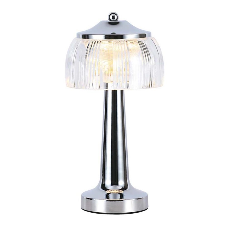 Genopladelig LED bordlampe m. touch-funktion dæmpbar LED/1W/5V 3000-6000K 1800 mAh skinnende krom