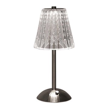 Genopladelig LED bordlampe m. touch-funktion dæmpbar LED/2,4W/5V 3000-6000K 1800 mAh skinnende krom
