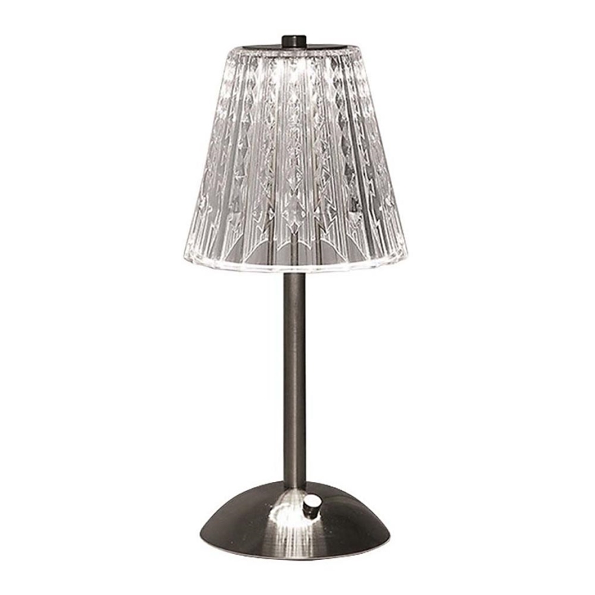 Genopladelig LED bordlampe m. touch-funktion dæmpbar LED/2,4W/5V 3000-6000K 1800 mAh skinnende krom