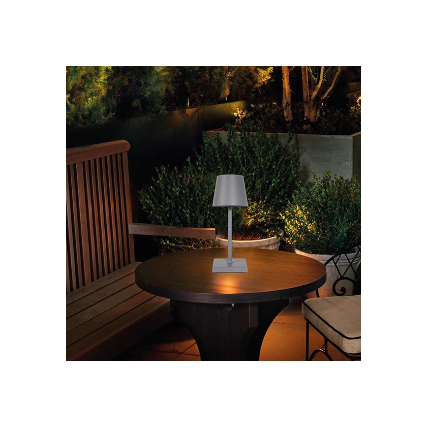 Genopladelig LED bordlampe m. touch-funktion dæmpbar LED/3,5W/5V 5200mAh grå