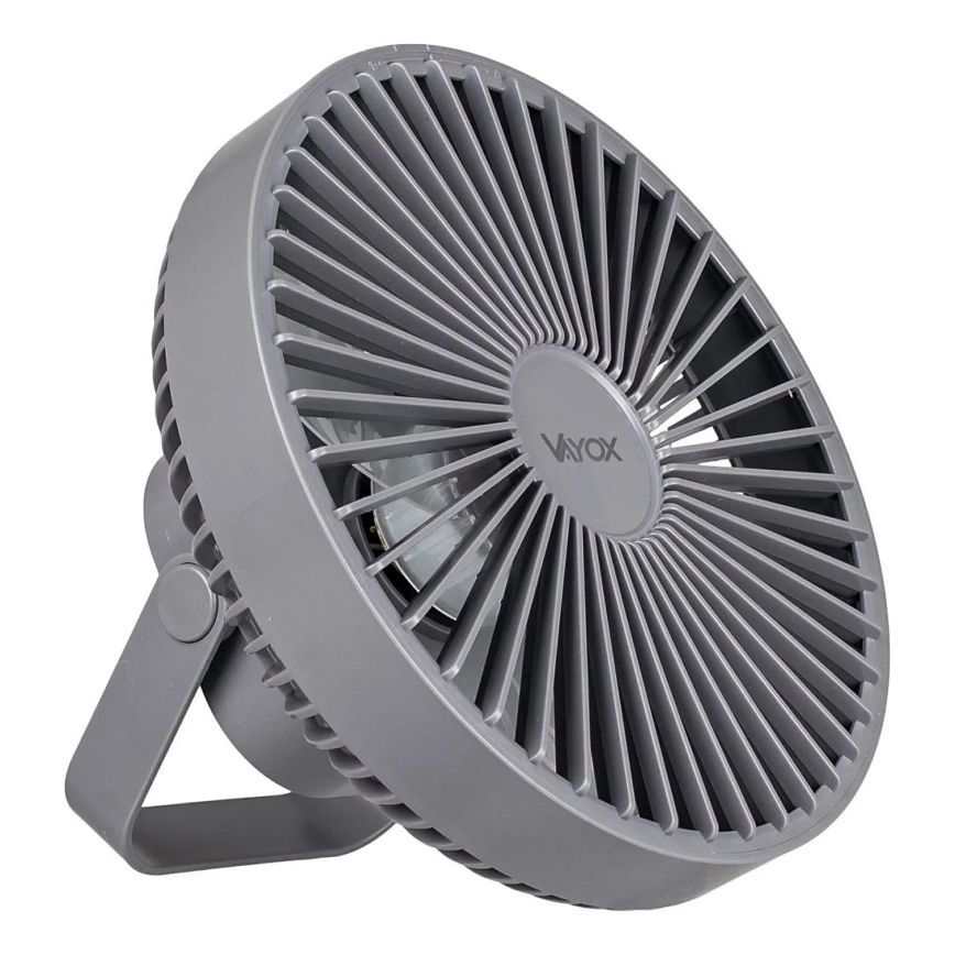 Genopladelig LED bordventilator med LED-lys LED/2W/5V USB 2400 mAh grå
