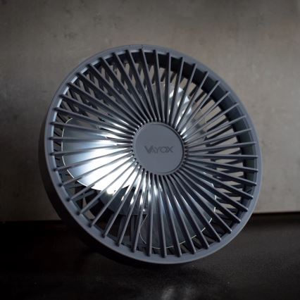 Genopladelig LED bordventilator med LED-lys LED/2W/5V USB 2400 mAh grå