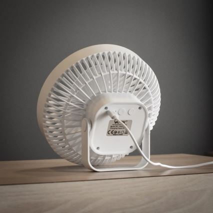 Genopladelig LED bordventilator med LED-lys LED/2W/5V USB 2400 mAh hvid