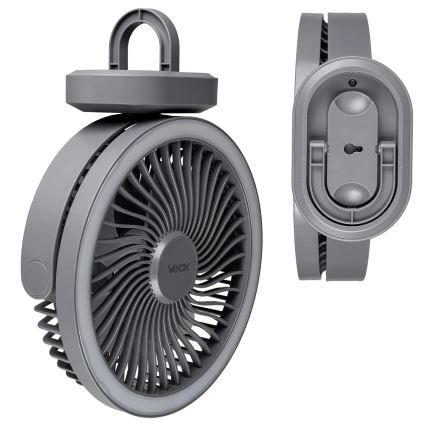 Genopladelig LED bordventilator med LED-lys LED/3W/5V USB 2400 mAh grå