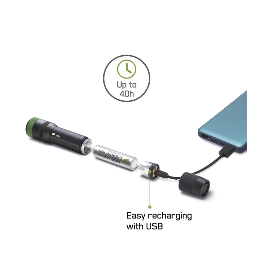Genopladelig LED lommelygte GP DISCOVERY CR41 LED/Li-lon 3,7V IPX7