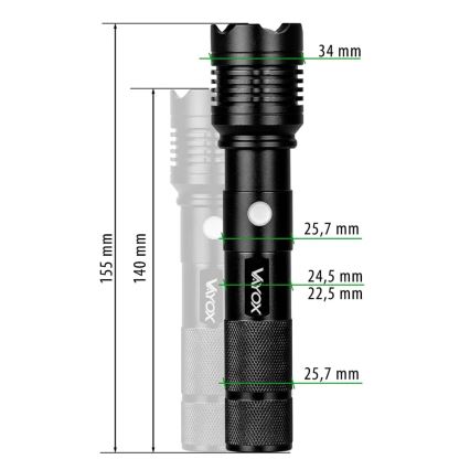 Genopladelig LED lommelygte LED/10W/5V IPX4 800 skinnende 1200 mAh