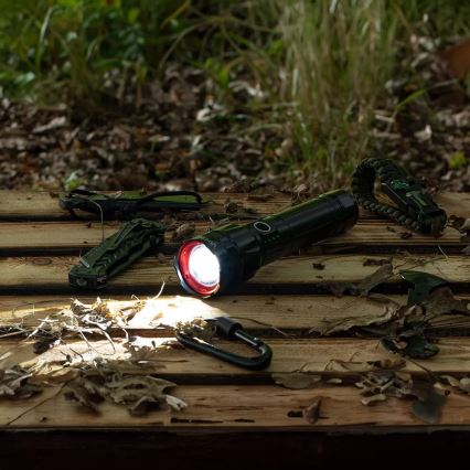 LED Genopladelig lommelygte m. powerbank dæmpbar funktion LED/30W/5V IPX5 1060 skinnende 5000 mAh