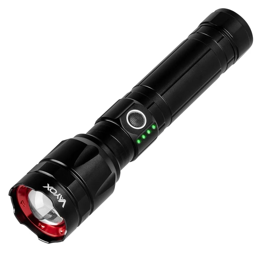 LED Genopladelig lommelygte m. powerbank dæmpbar funktion LED/30W/5V IPX5 1060 skinnende 5000 mAh