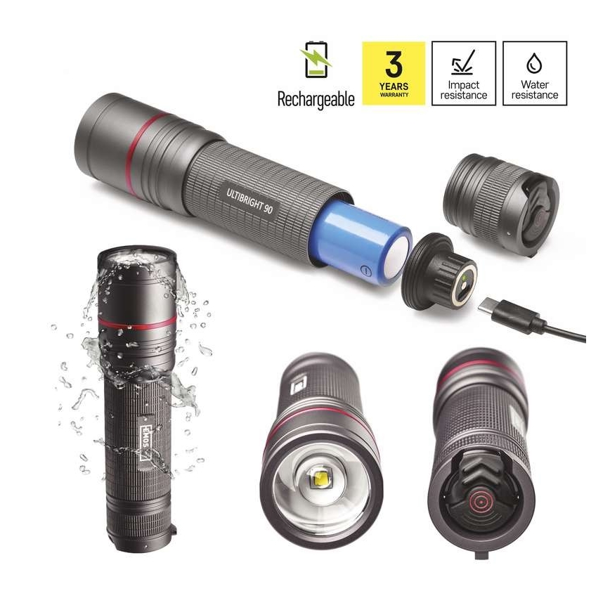 Genopladelig LED lommelygte LED/USB/3,7V IP65 1200 lm
