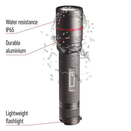 Genopladelig LED lommelygte LED/USB/3,7V IP65 600 lm