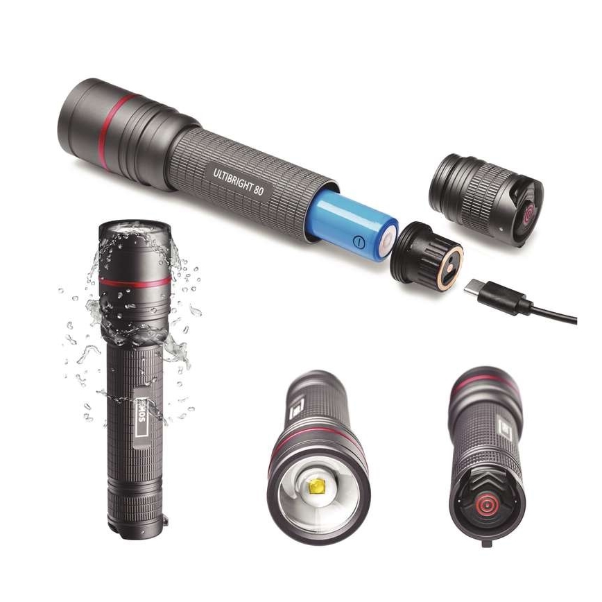 Genopladelig LED lommelygte LED/USB/3,7V IP65 600 lm
