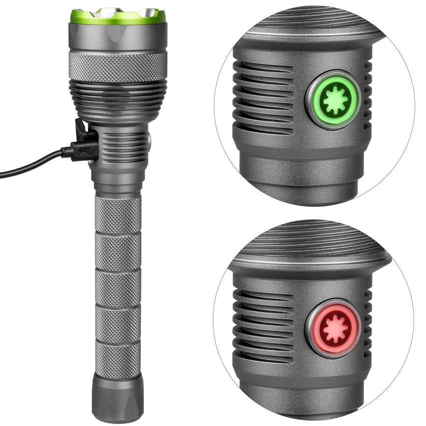 LED Genopladelig lommelygte m. powerbank dæmpbar funktion LED/5V IPX7 10000 skinnende 2600 mAh