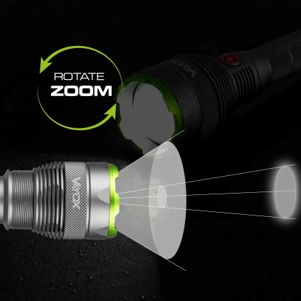 LED Genopladelig lommelygte m. powerbank dæmpbar funktion LED/5V IPX7 10000 skinnende 2600 mAh
