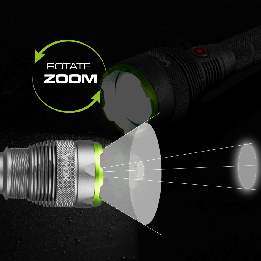 LED Genopladelig lommelygte m. powerbank dæmpbar funktion LED/5V IPX7 10000 skinnende 2600 mAh