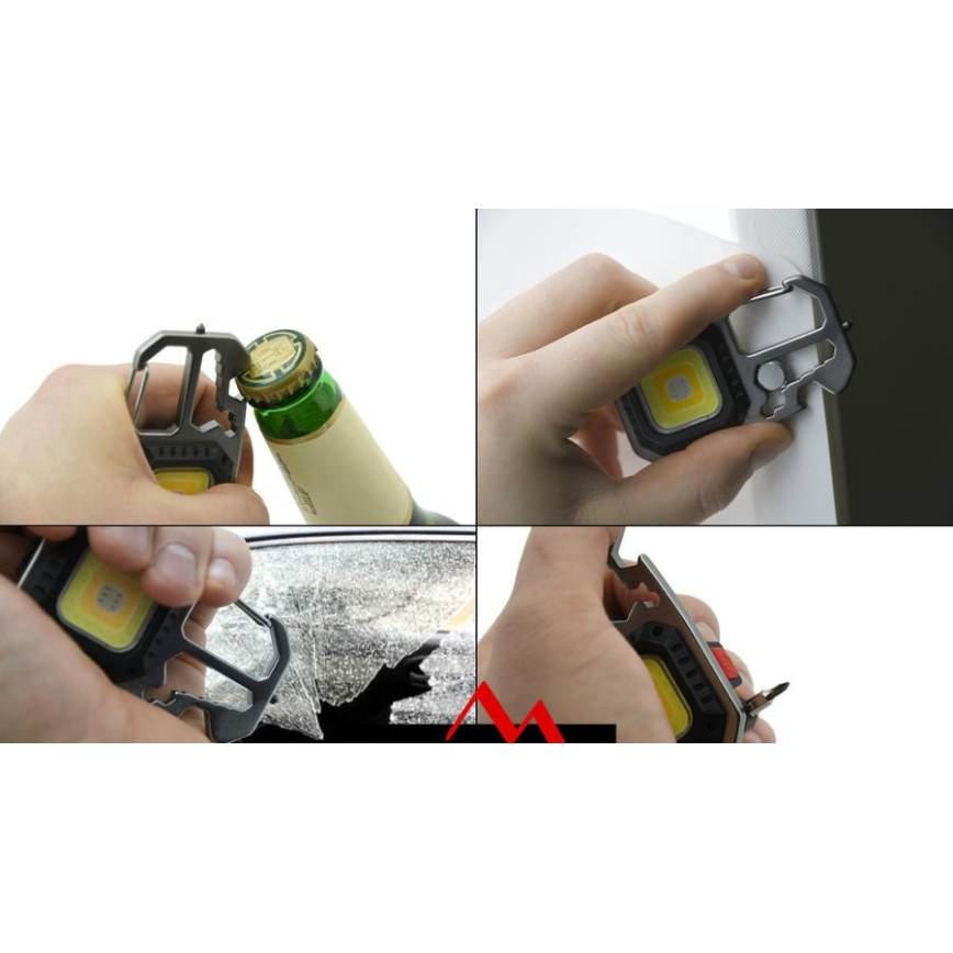 Genopladelig LED lommelygte med stativ multifunktionel LED/USB-C 400 mAh
