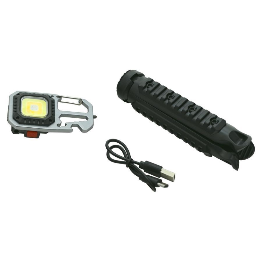 Genopladelig LED lommelygte med stativ multifunktionel LED/USB-C 400 mAh
