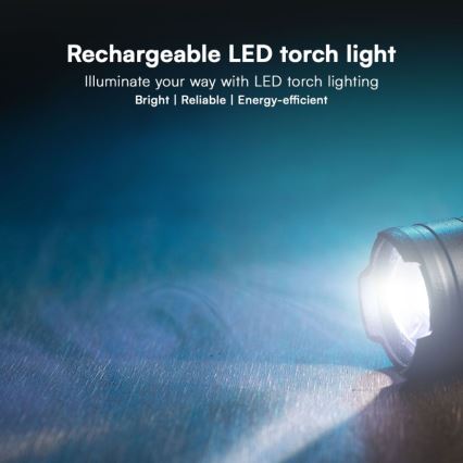 Genopladelig LED lommelygte USB LED/10W/5V IP54 2000 mAh 1000 skinnende
