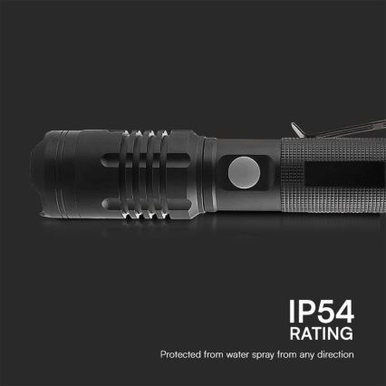 Genopladelig LED lommelygte USB LED/10W/5V IP54 2000 mAh 1000 skinnende