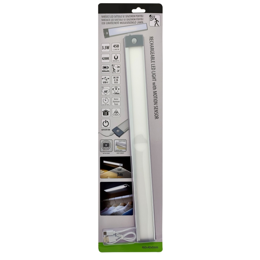 Genopladelig LED møbelbelysning med sensor LED/3,5W/5V USB 800 mAh 4200K 46 cm