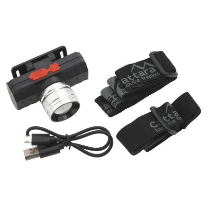 Genopladelig LED pandelampe LED/3W/3,7V 1200 mAh sort