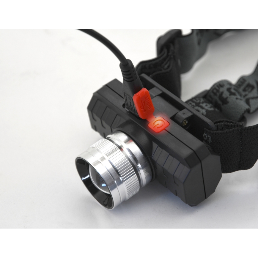 Genopladelig LED pandelampe LED/3W/3,7V 1200 mAh sort