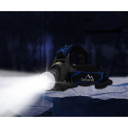 Genopladelig LED pandelampe LED/6W/7,4V 5600 mAh IP44 sort/blå