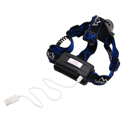 Genopladelig LED pandelampe LED/6W/7,4V 5600 mAh IP44 sort/blå