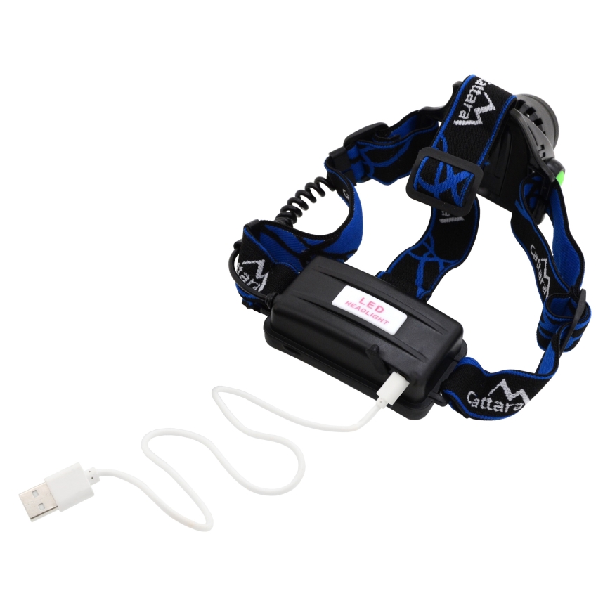 Genopladelig LED pandelampe LED/6W/7,4V 5600 mAh IP44 sort/blå