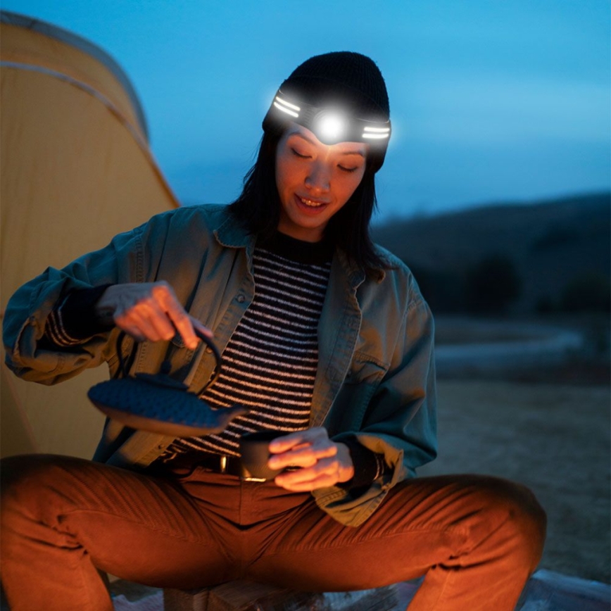 Genopladelig LED pandelampe med rødt lys USB LED/3W/5V IP43 470 skinnende 5 timer 650 mAh