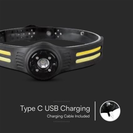 Genopladelig LED pandelampe med rødt lys USB LED/3W/5V IP43 470 skinnende 5 timer 650 mAh