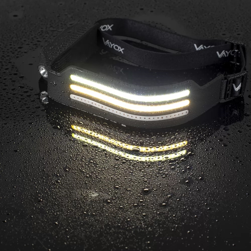 LED Dæmpbar genopladelig pandelampe med sensor og rødt lys 4xLED/5V IP44 300 skinnende 1200 mAh