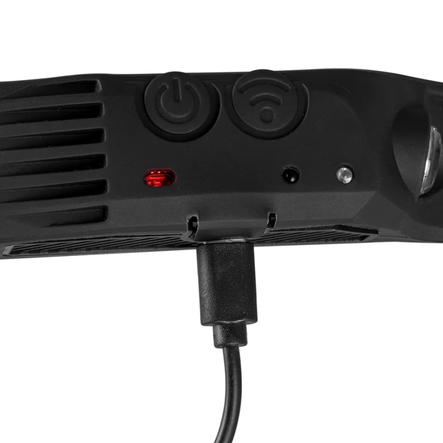LED Dæmpbar genopladelig pandelampe med sensor og rødt lys 4xLED/5V IP44 300 skinnende 1200 mAh