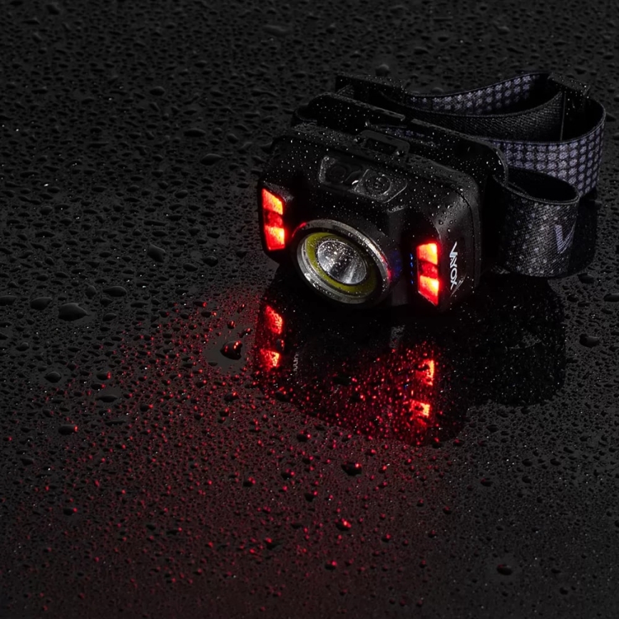LED Dæmpbar genopladelig pandelampe med sensor og rødt lys LED/15W/5V IP66 430 skinnende 1800 mAh
