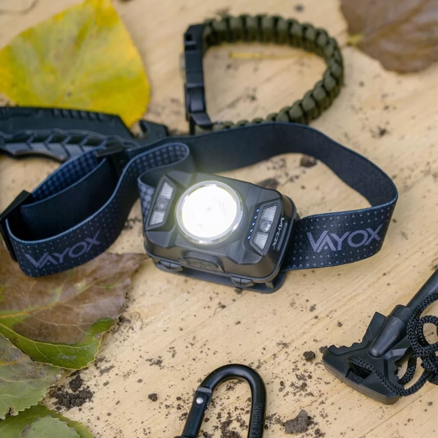 LED Dæmpbar genopladelig pandelampe med sensor og rødt lys LED/15W/5V IP66 430 skinnende 1800 mAh