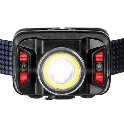 LED Dæmpbar genopladelig pandelampe med sensor og rødt lys LED/15W/5V IP66 430 skinnende 1800 mAh