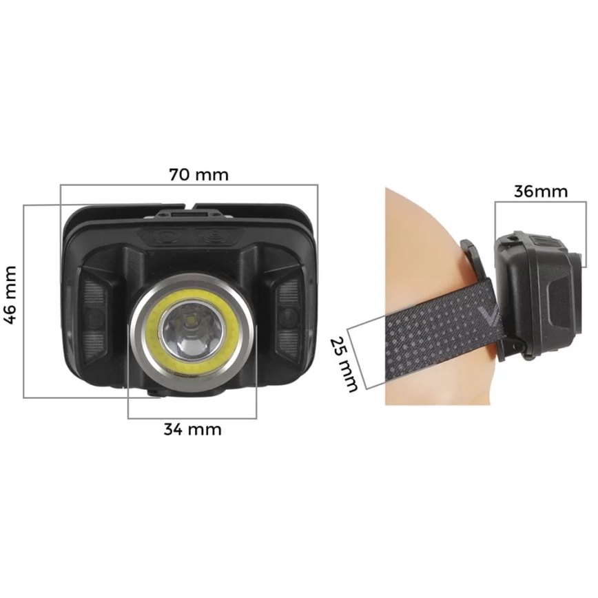 LED Dæmpbar genopladelig pandelampe med sensor og rødt lys LED/15W/5V IP66 430 skinnende 1800 mAh