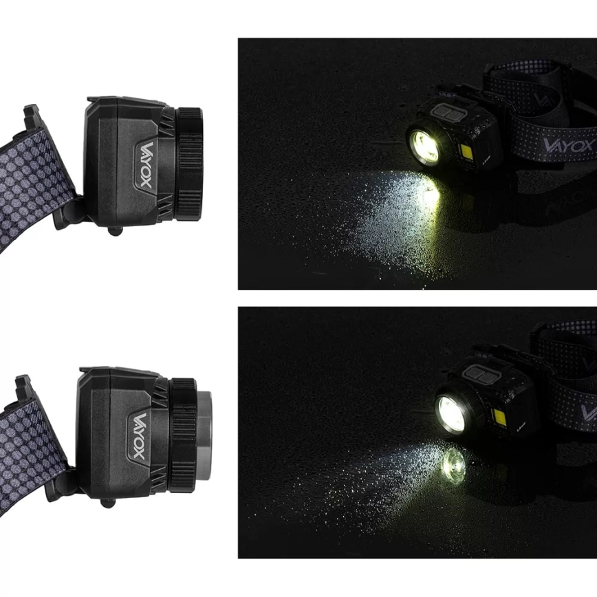 LED Dæmpbar genopladelig pandelampe med sensor og rødt lys LED/6W/5V/3xAAA IP44 500 skinnende 1200 mAh