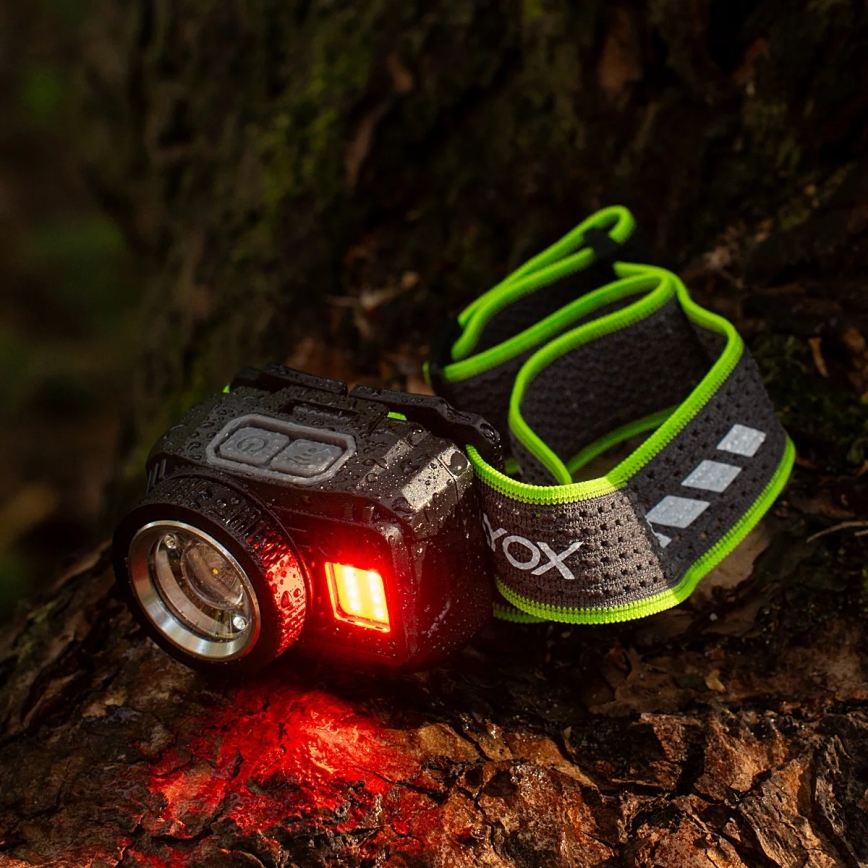 Genopladelig, dæmpbar LED-pandelampe med sensor og rødt lys LED/6W/5V/3xAAA IP66 500 lm 1200 mAh