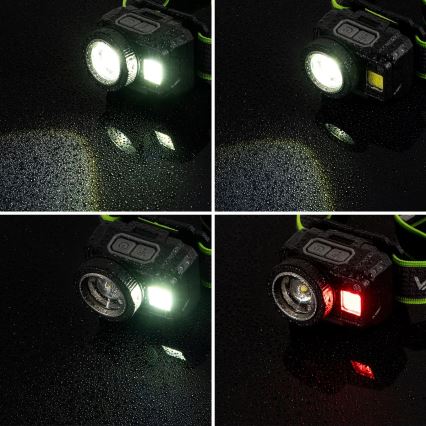 Genopladelig, dæmpbar LED-pandelampe med sensor og rødt lys LED/6W/5V/3xAAA IP66 500 lm 1200 mAh