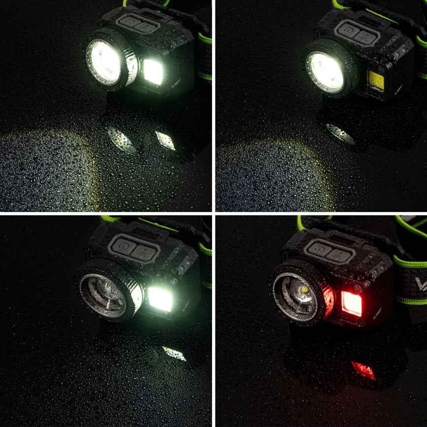 Genopladelig, dæmpbar LED-pandelampe med sensor og rødt lys LED/6W/5V/3xAAA IP66 500 lm 1200 mAh