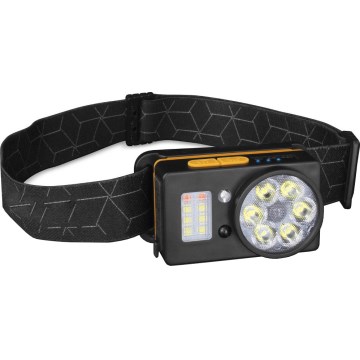 Genopladelig LED-pandelampe med sensor og powerbankfunktion (1200 mAh), IP44, sort