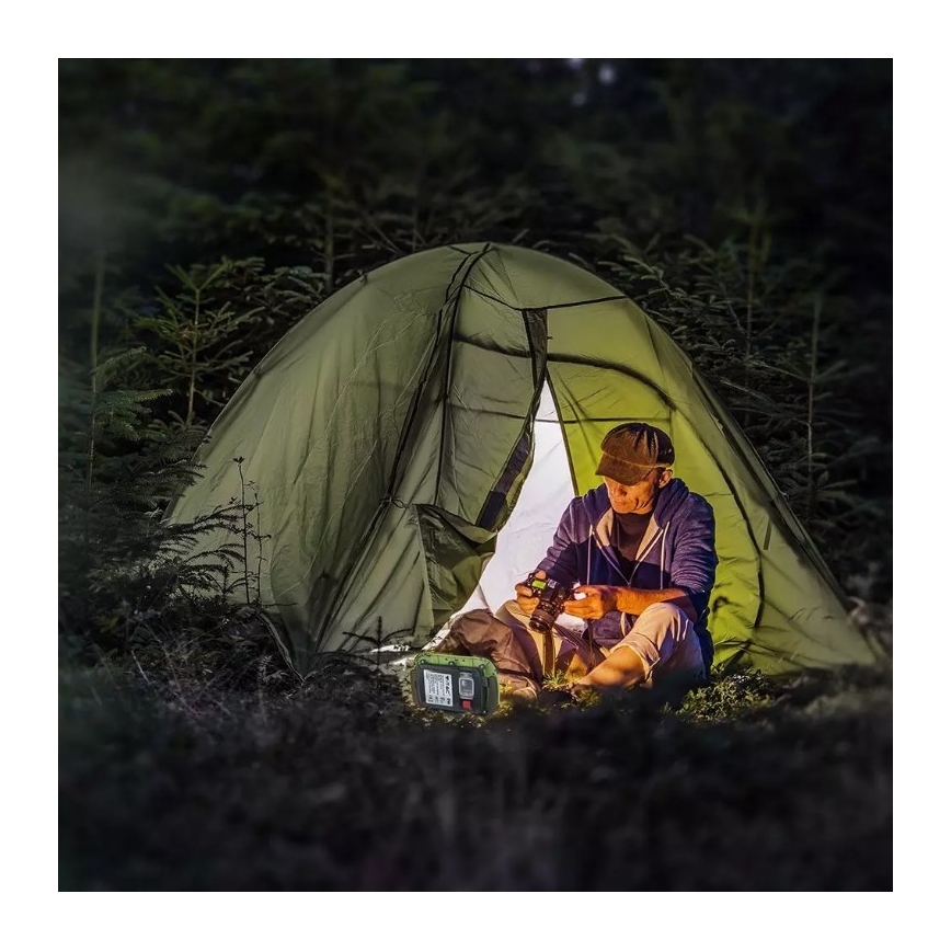 Genopladelig LED projektør SAMSUNG CHIP + SOS-funktion LED/10W/3,7V/USB IP44 4000K grøn