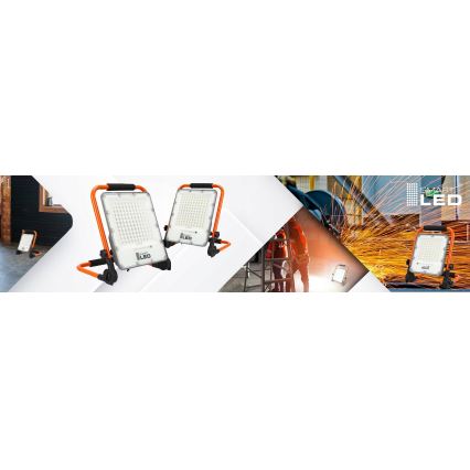 Genopladelig LED-projektør med stativ LED/100W/3,2V 5000K 5000 mAh IP65 orange