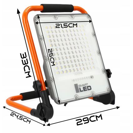 Genopladelig LED-projektør med stativ LED/100W/3,2V 5000K 5000 mAh IP65 orange