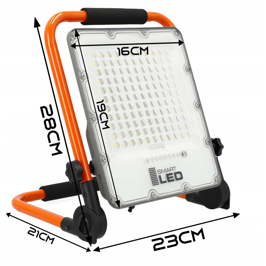 Genopladelig LED-projektør med stativ LED/30W/3,2V 4500K 5000 mAh IP65 orange