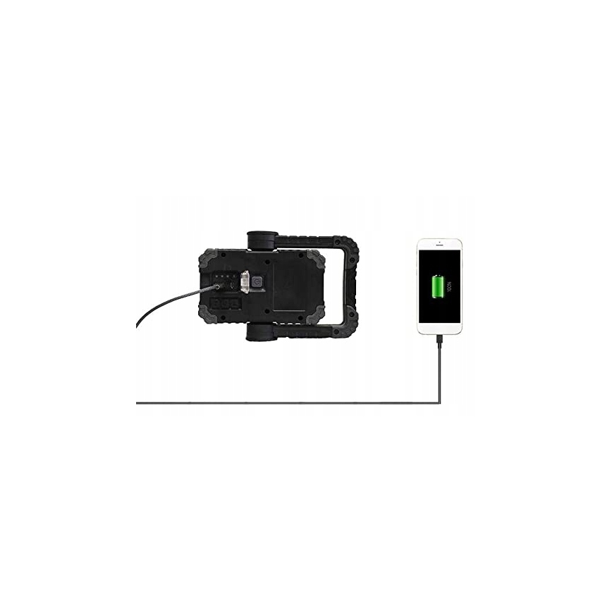 Genopladelig LED-reflektor med højttaler og powerbankfunktion LED/10W/5V 4400 mAh IP44 sort/gul